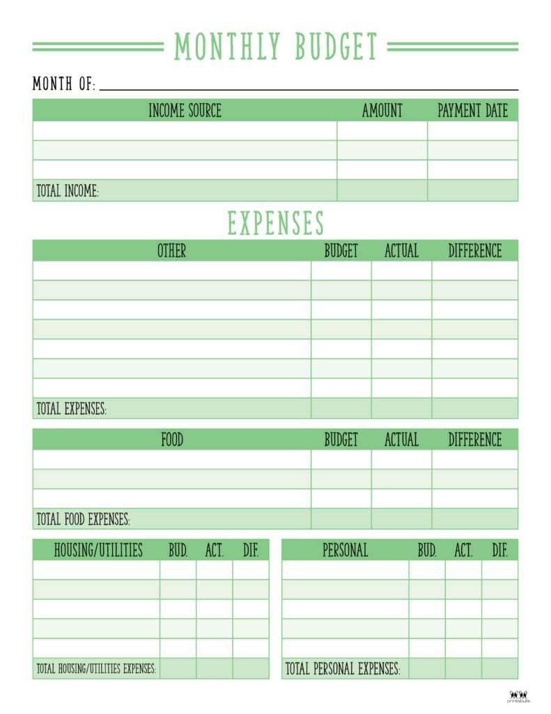 Monthly Budget Template-Page 1