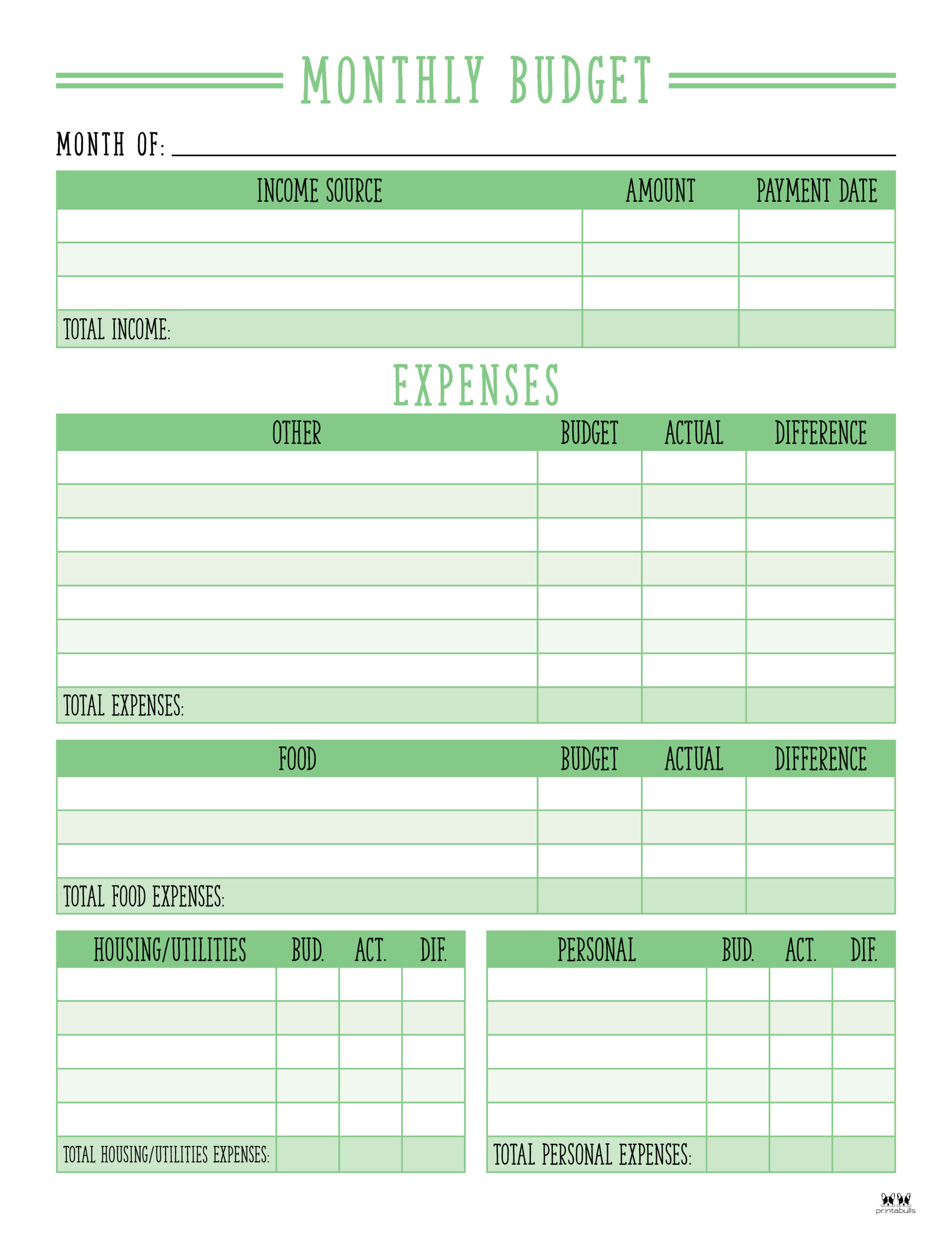 Monthly Budget Printable Printable Planner Printables Page Setup | The
