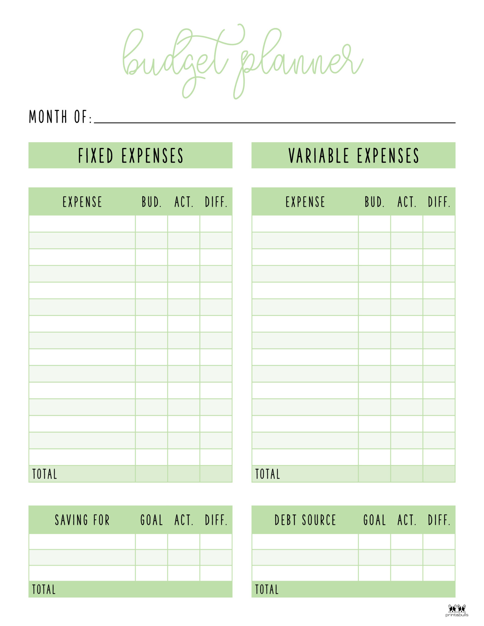 Monthly Budget Planners 20 FREE Printables Printabulls
