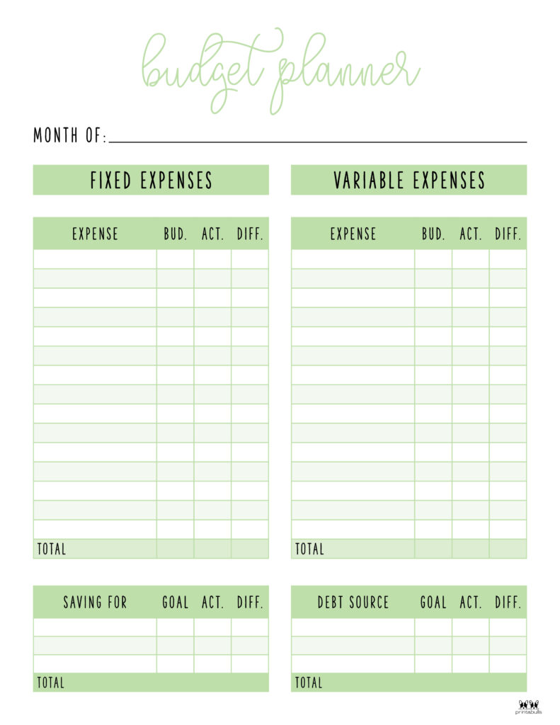 Monthly Budget Planners - 20 FREE Printables, Printabulls