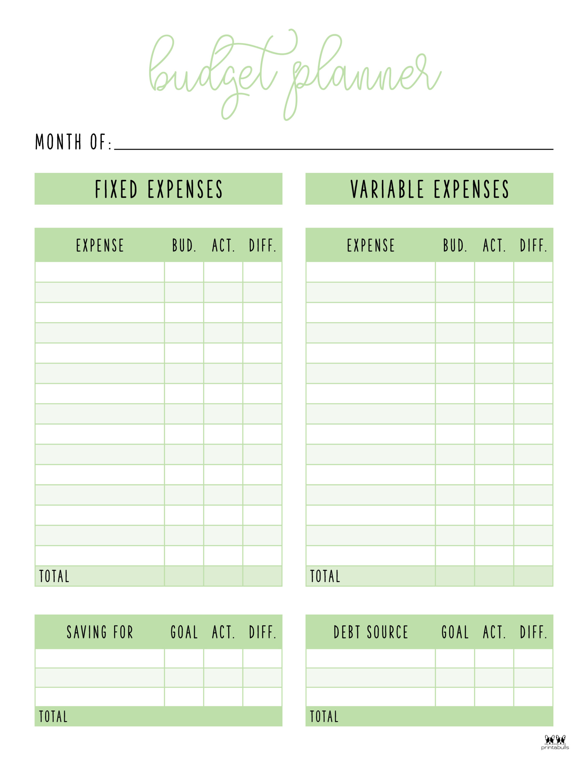 Monthly Budget Planners 20 FREE Printables Printabulls