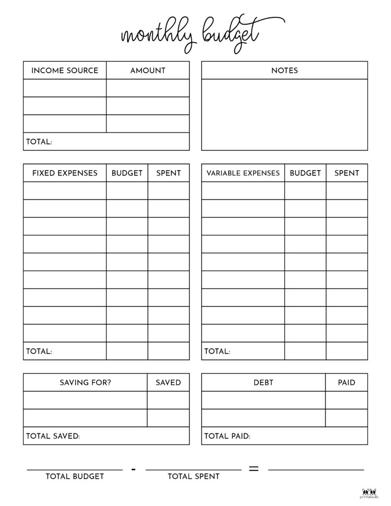 Monthly Budget Planners 20 FREE Printables Printabulls