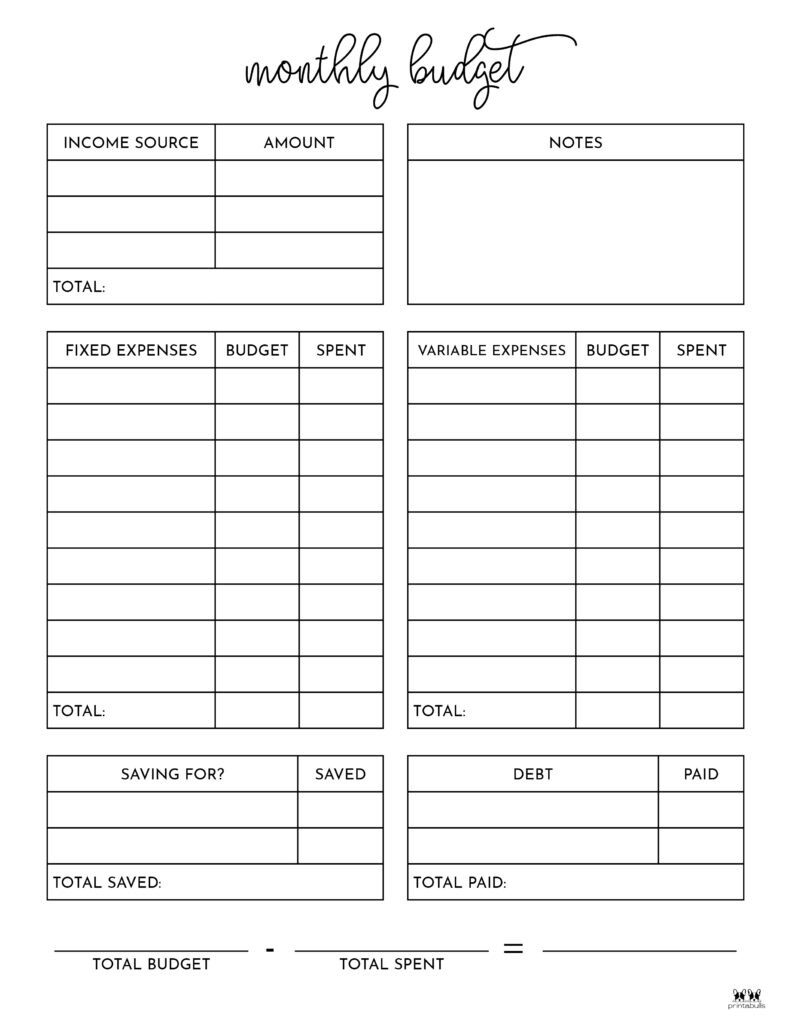 Monthly Budget Planners 20 FREE Printables Printabulls