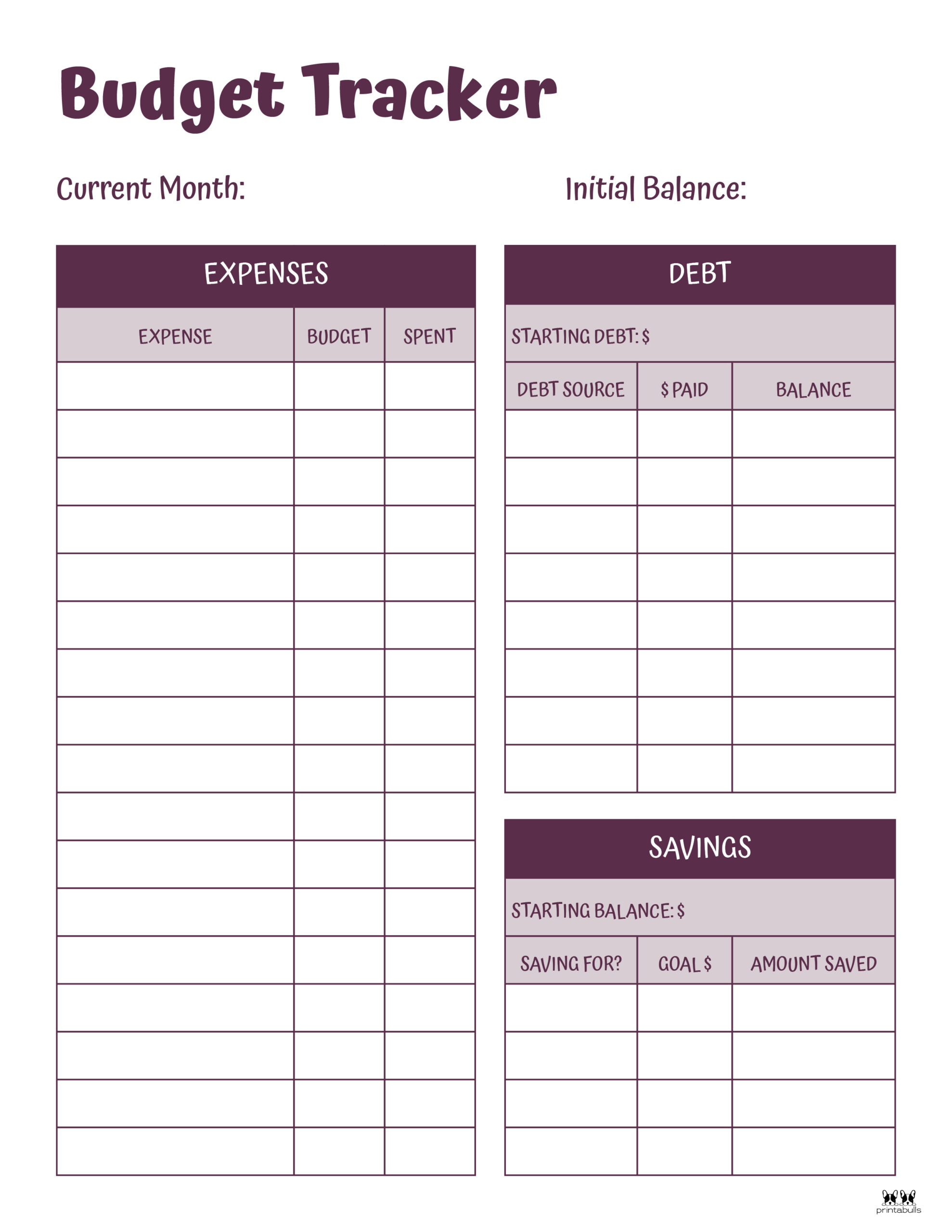 Monthly Budget Planner Template Free