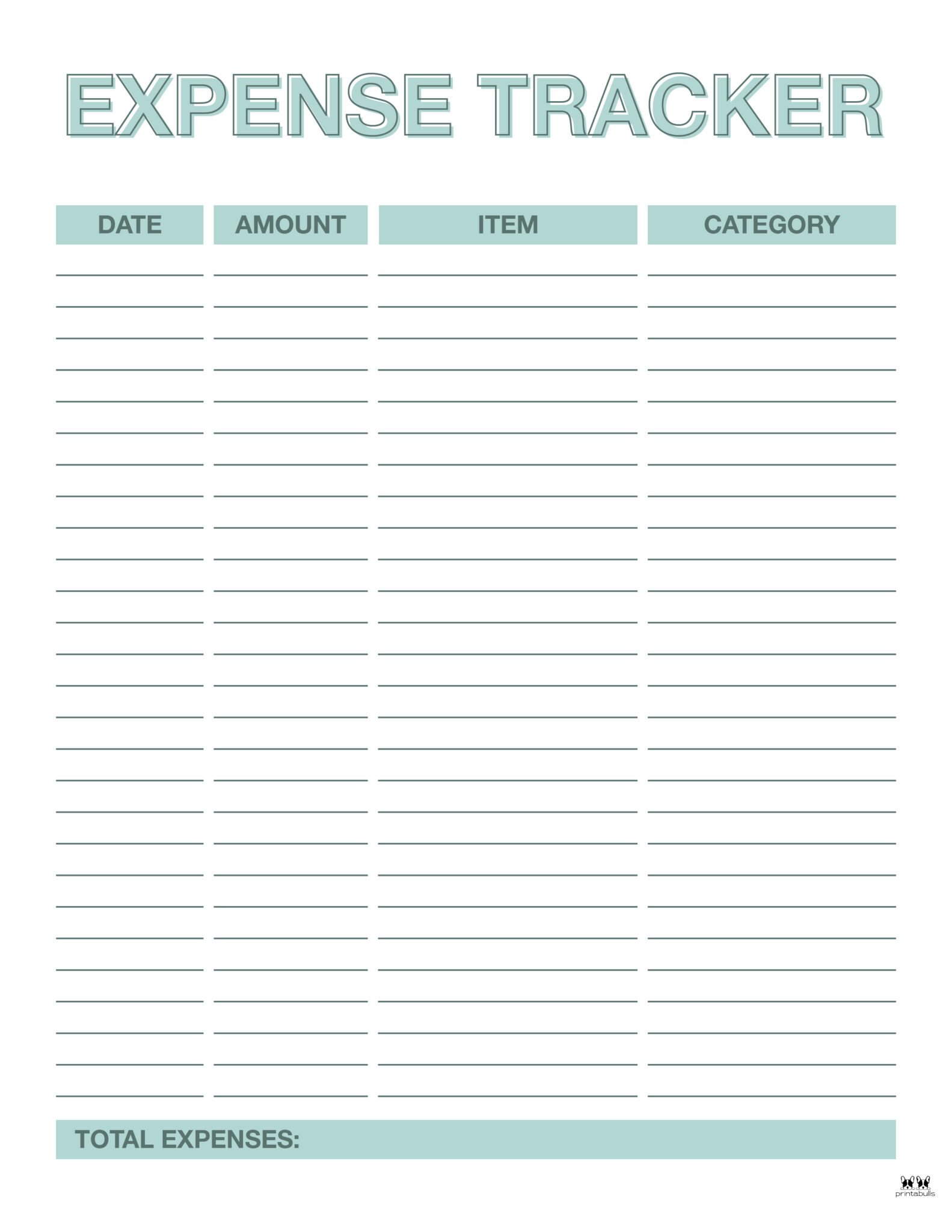 free printable expense tracker