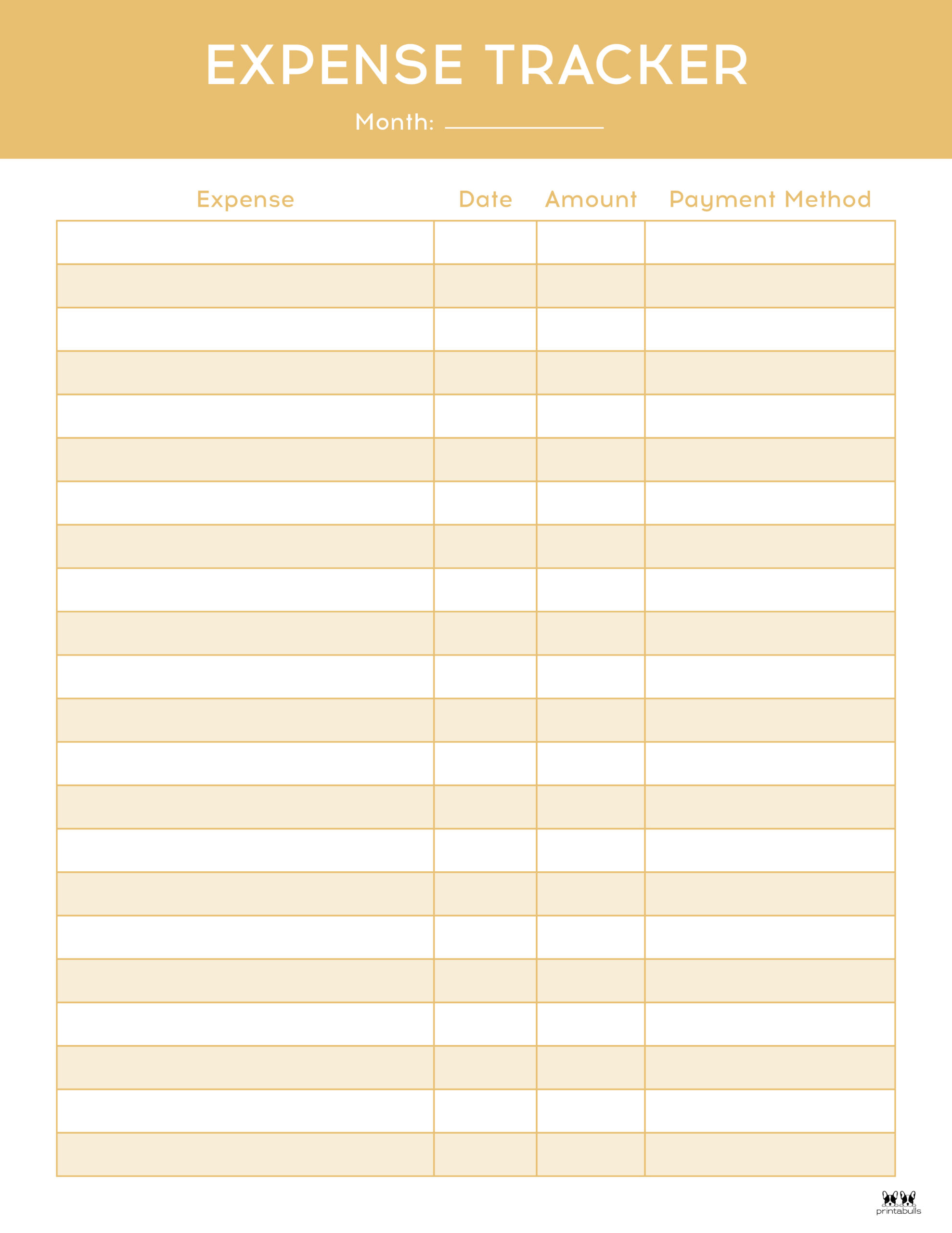 Monthly Expense Tracker Printable