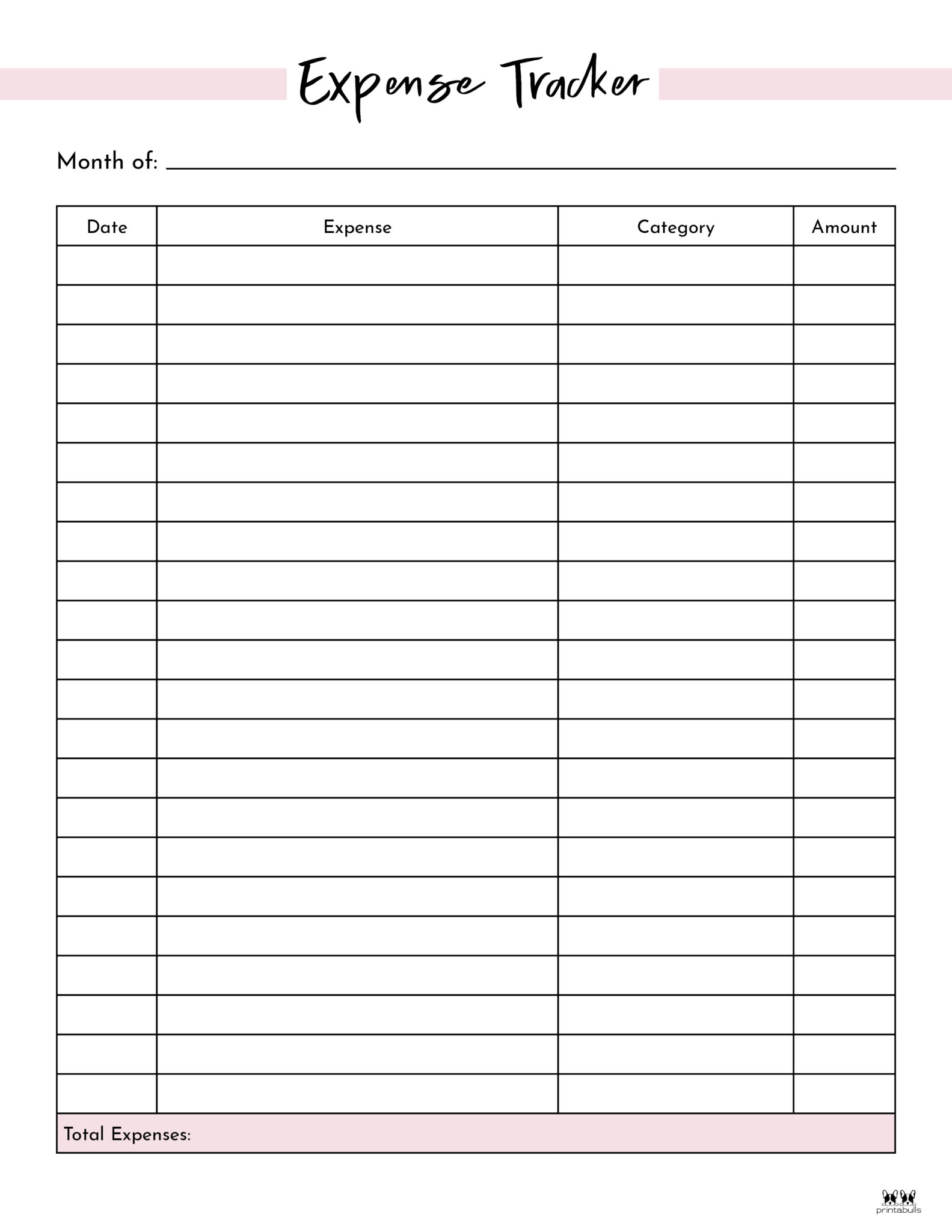 Expense Tracker Printables 20 FREE Options Printabulls