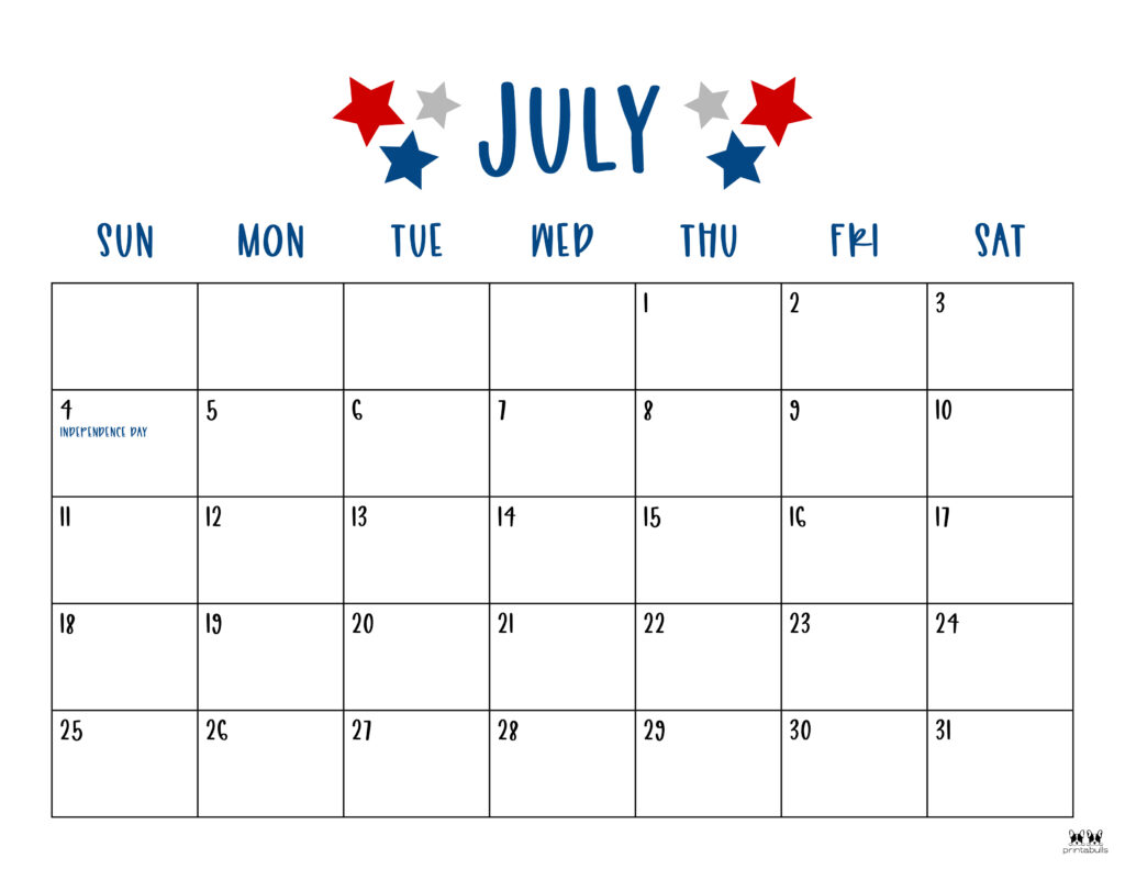 Printable July 2021 Calendar-Style 10