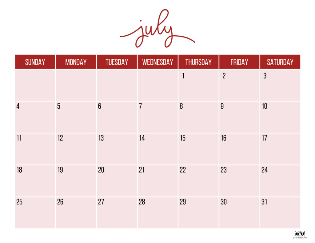 Printable July 2021 Calendar-Style 11