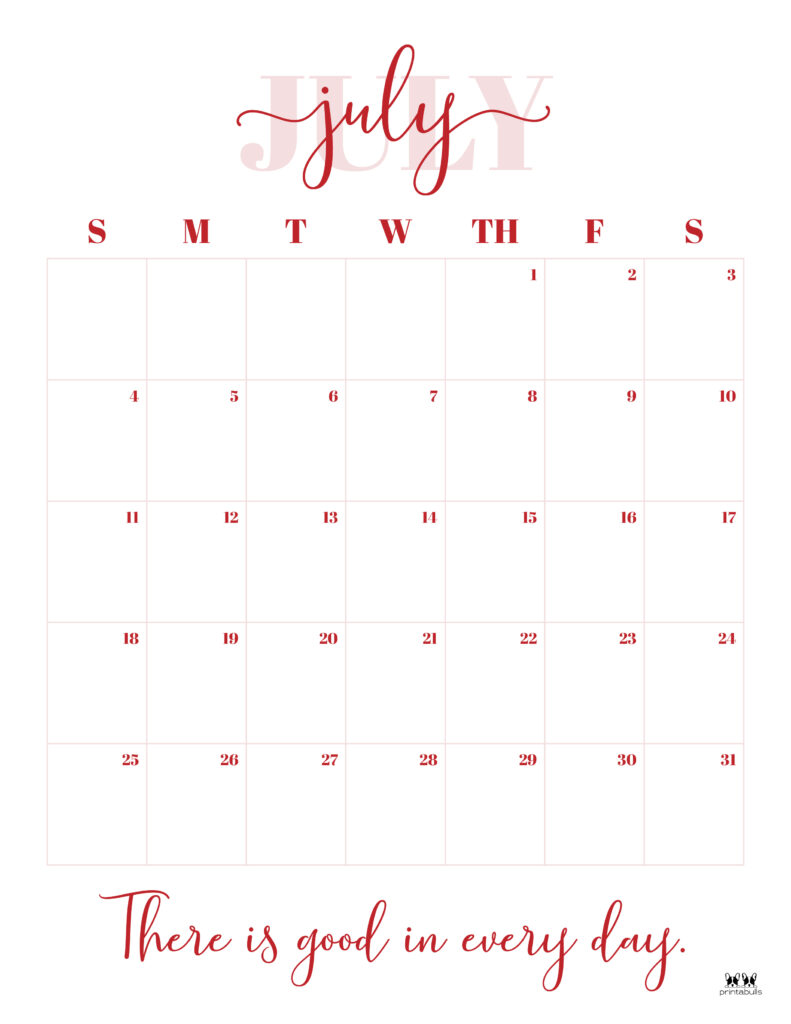 Printable July 2021 Calendar-Style 13