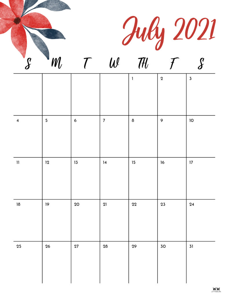 Printable July 2021 Calendar-Style 15