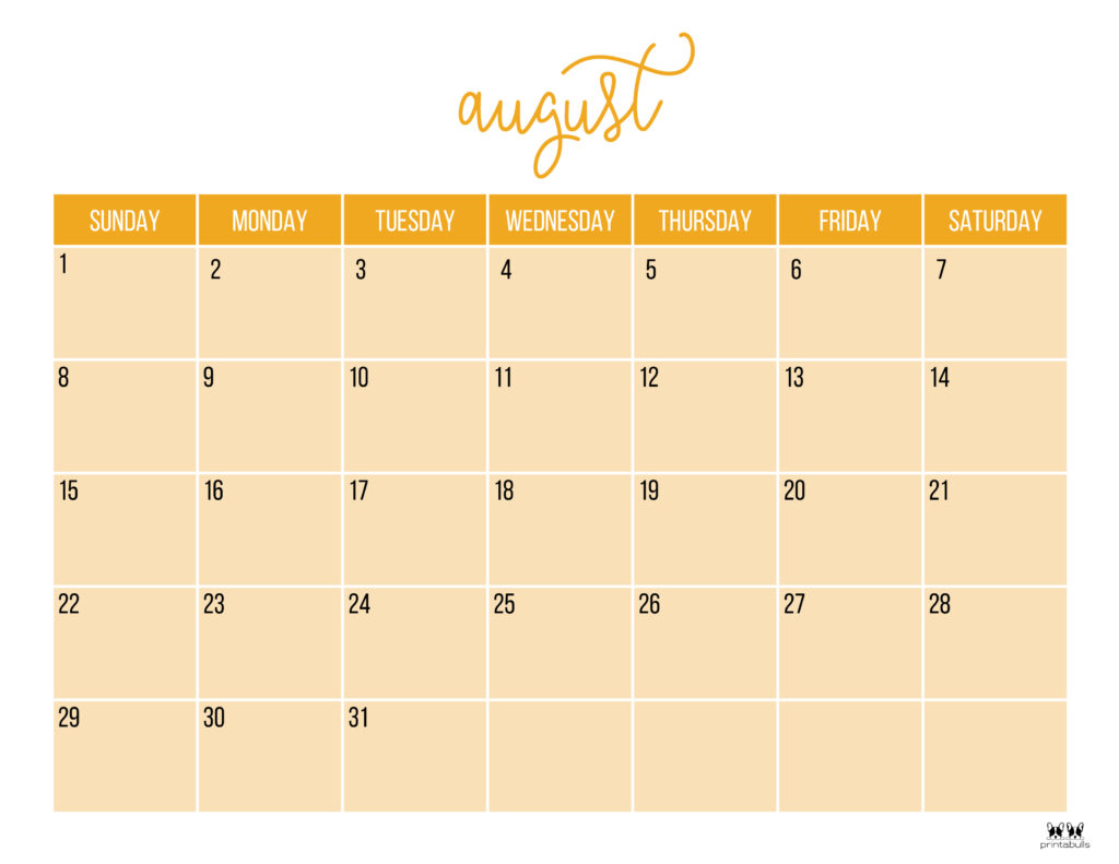 Printable August Calendar-Style 11