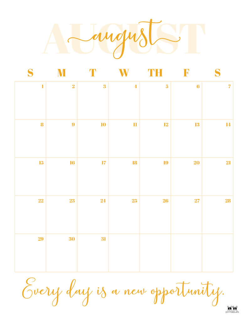 Printable August Calendar-Style 13