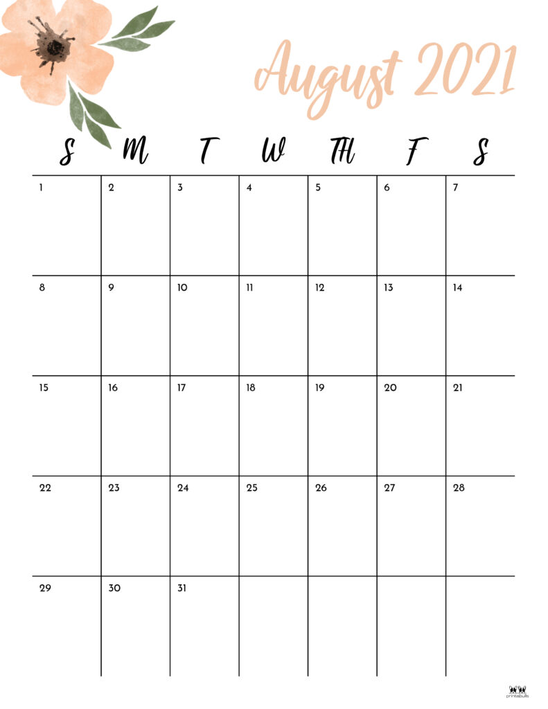 Printable August Calendar-Style 15