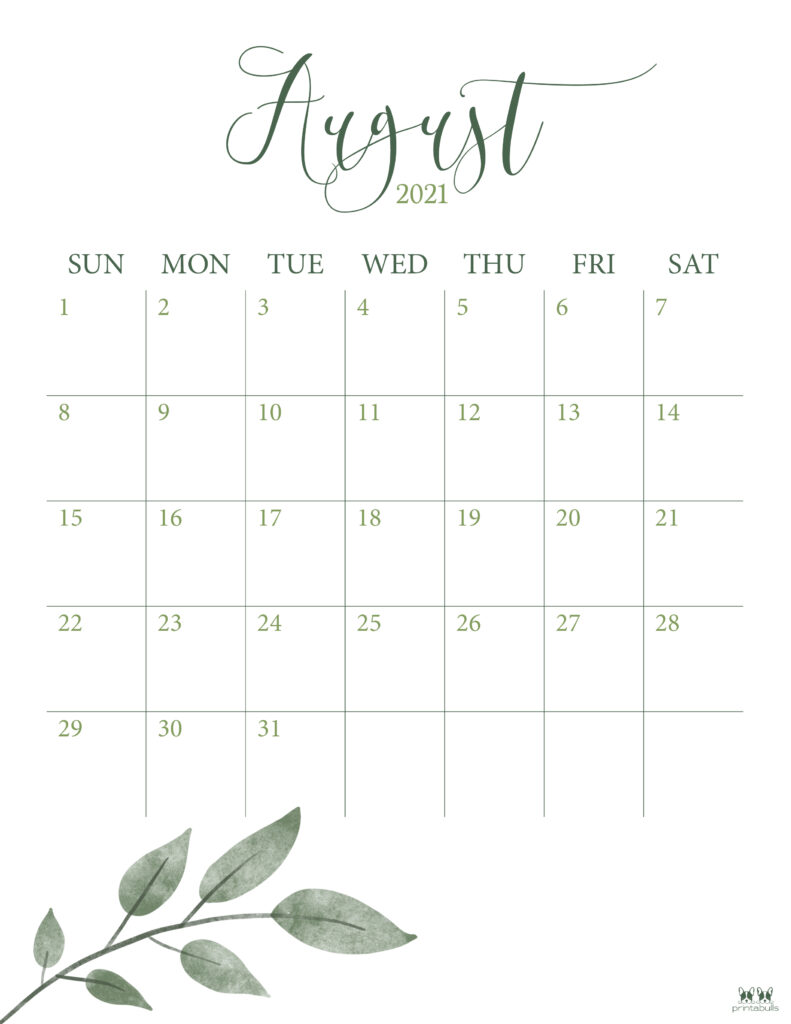 Printable August Calendar-Style 3