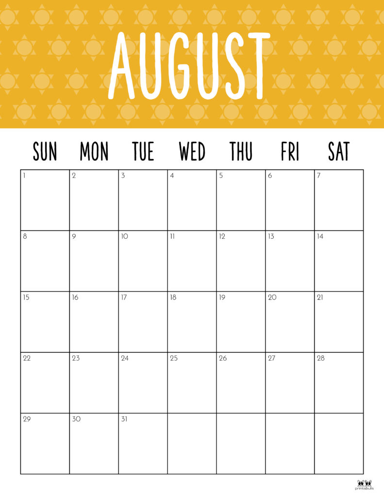 Printable August Calendar-Style 9