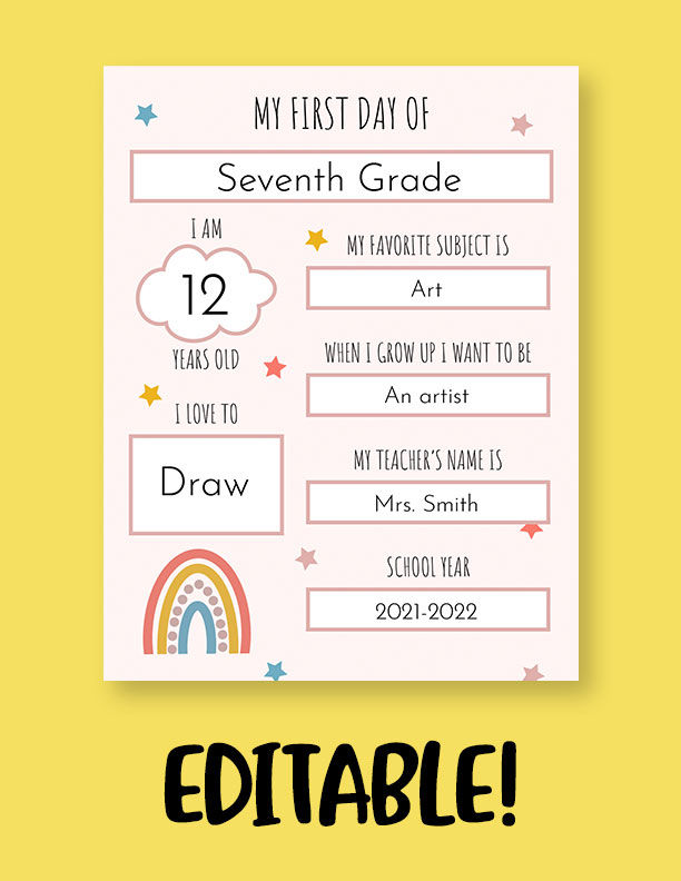 First Day of School Sign Printable - Cute & Free Printable Designs