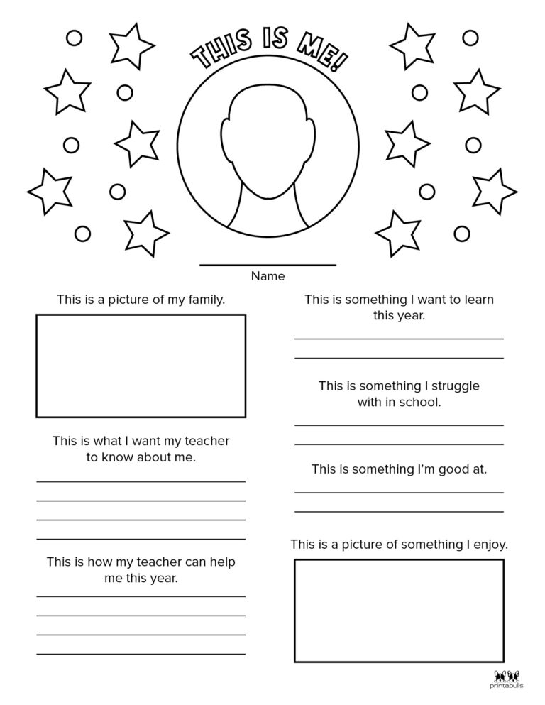 All about me printable worksheets 50 free printables printabulls