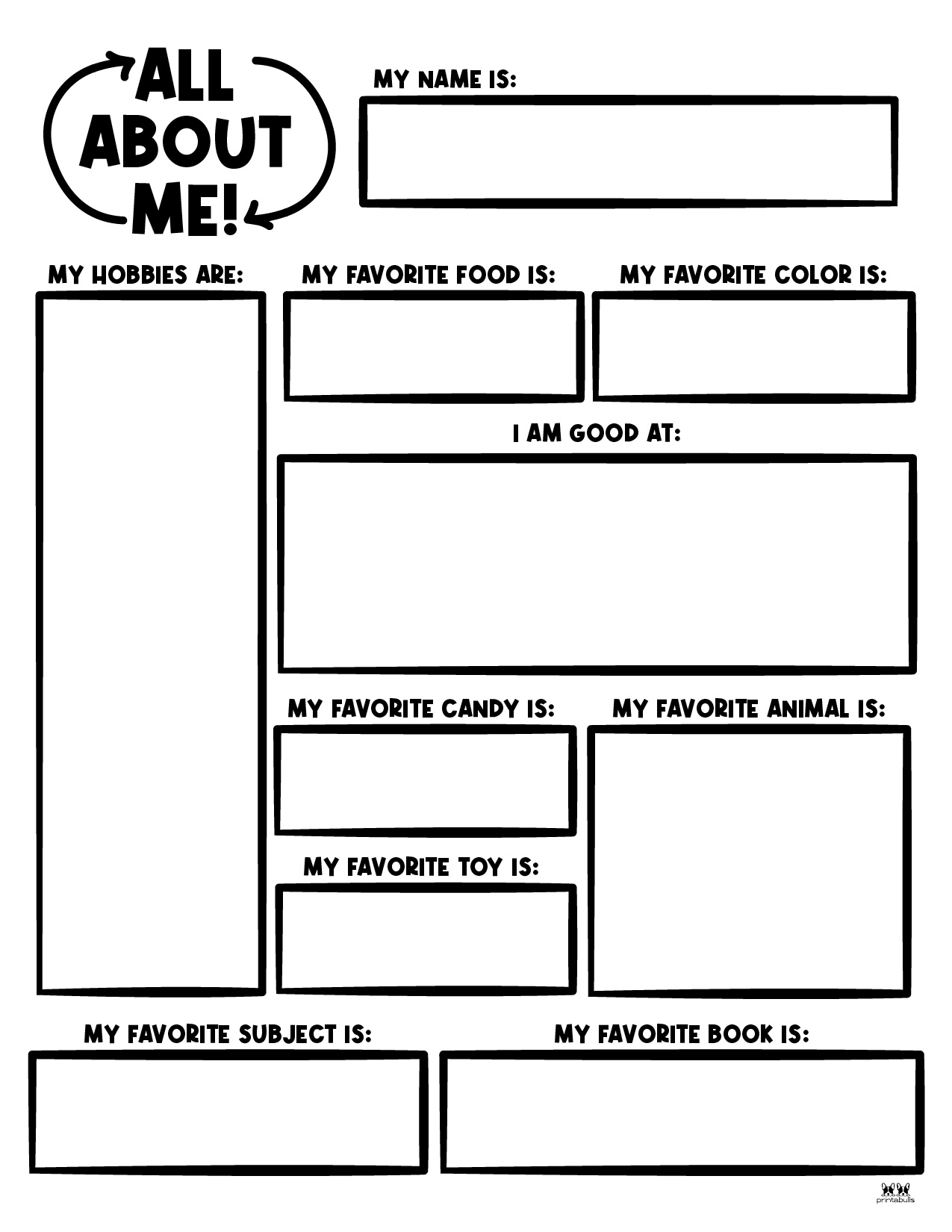 All About Me Worksheets Printable PDF