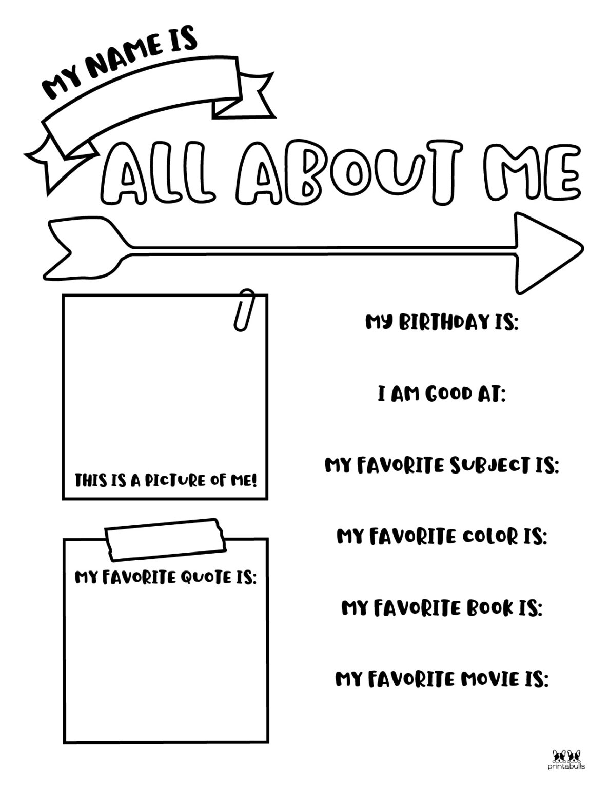 All About Me Printable Worksheets 50 FREE Printables Printabulls