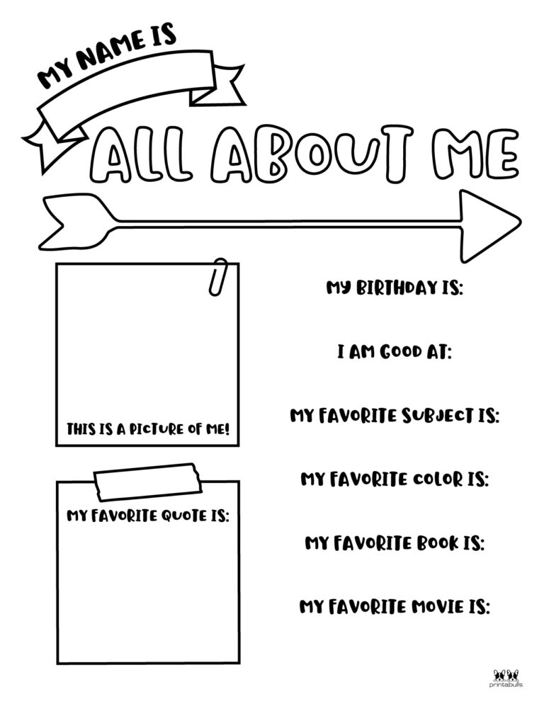 All About Me Printable Worksheets 50 FREE Printables Printabulls