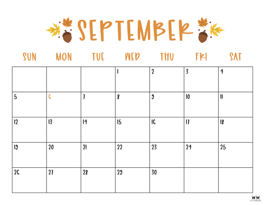 Printable September Calendar-Style 10