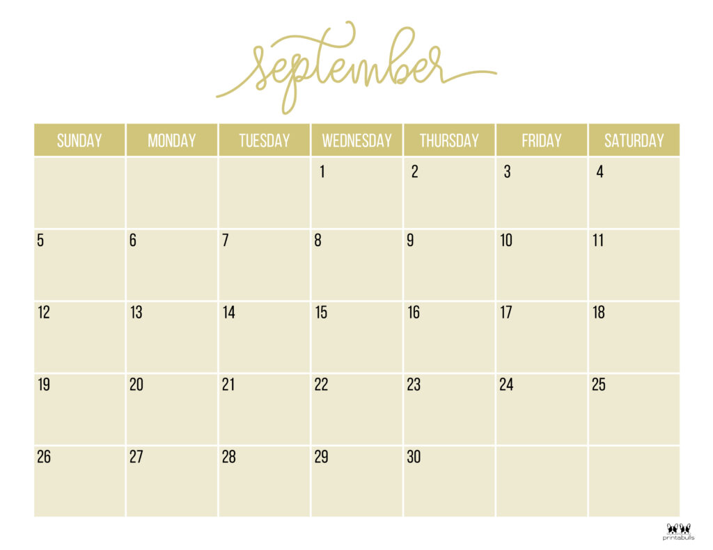 Printable September Calendar-Style 11