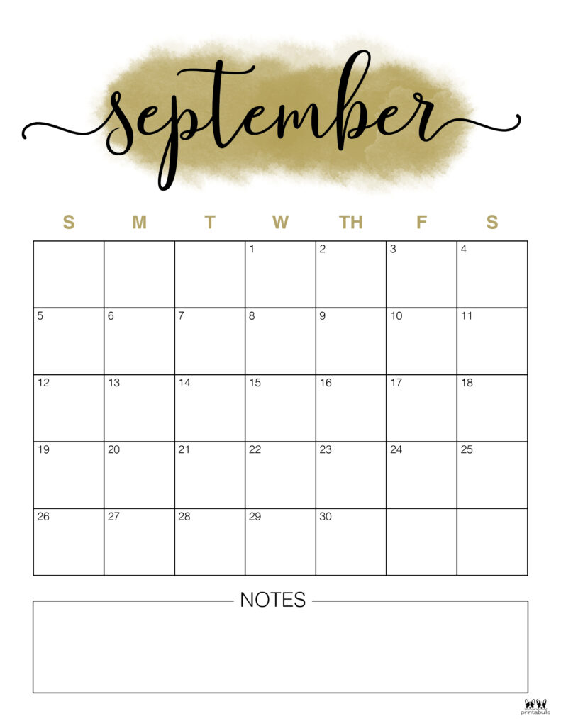 Printable September Calendar-Style 14