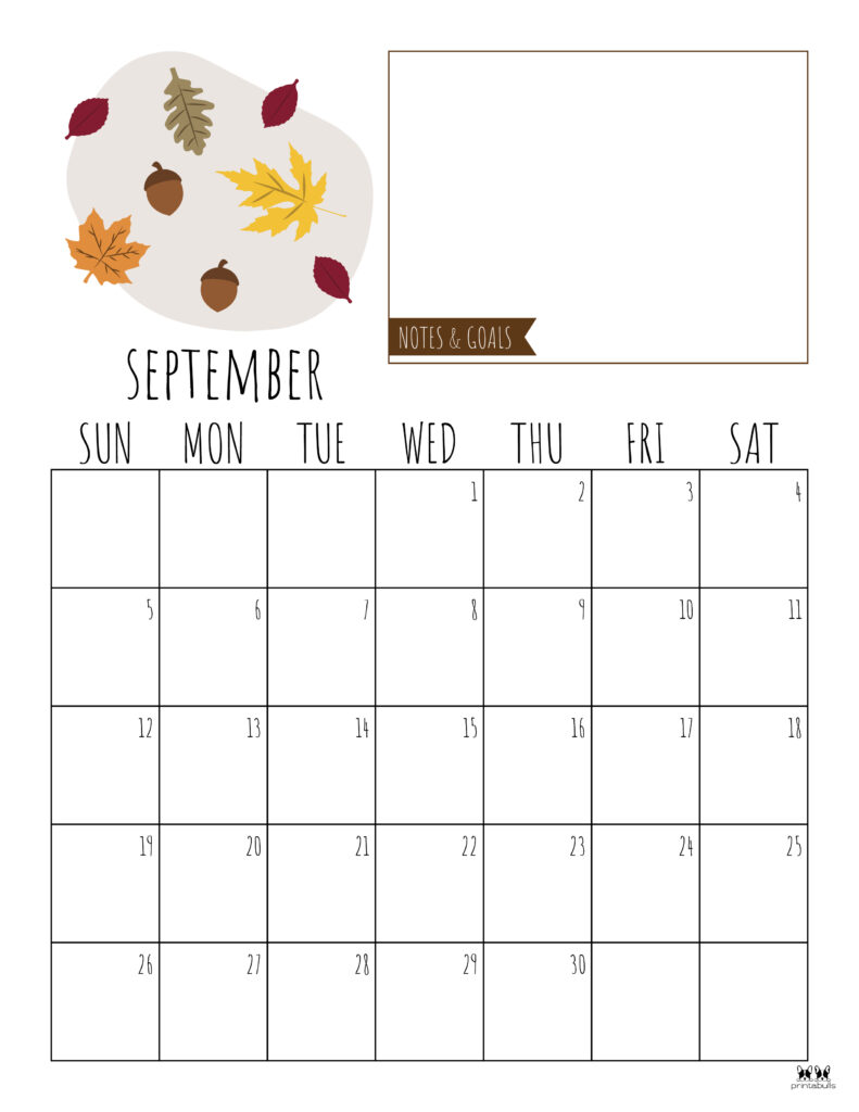 Printable September Calendar-Style 8