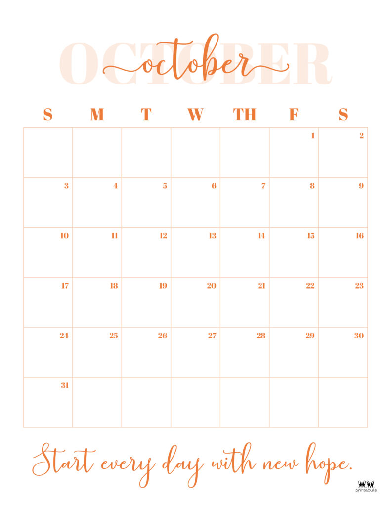 Printable October 2021 Calendar-Style 13