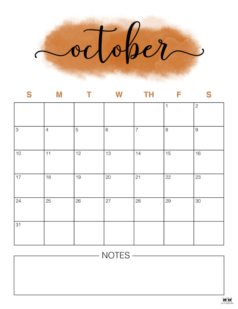 Printable October 2021 Calendar-Style 14