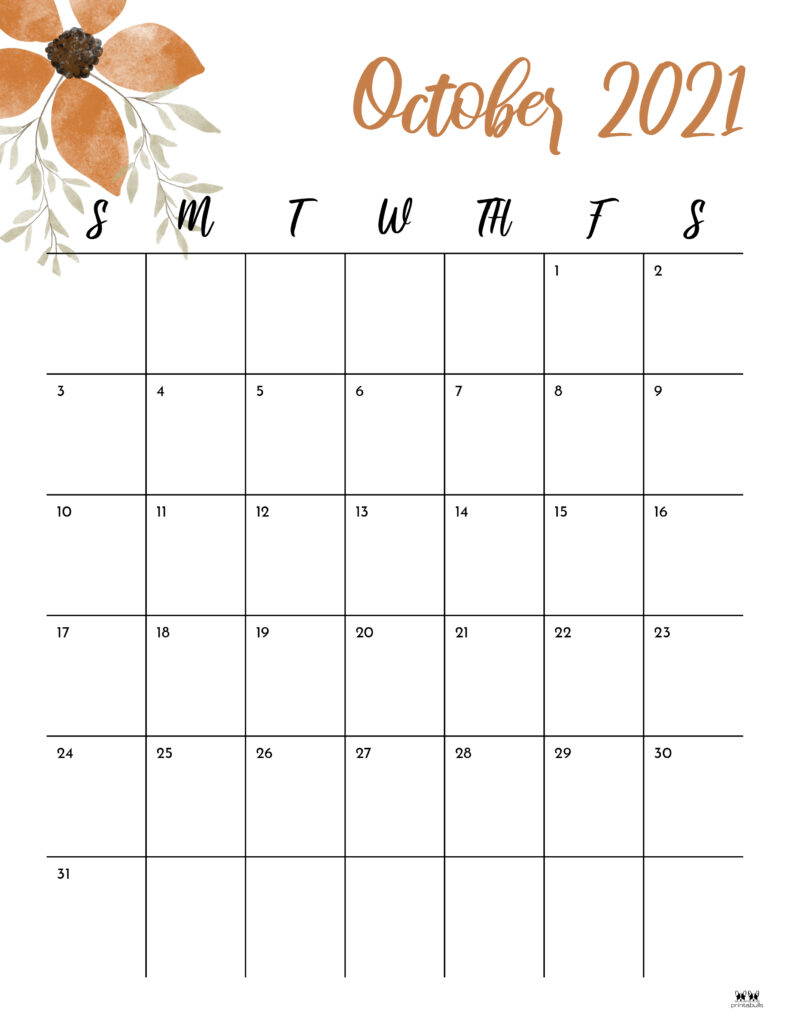 Printable October 2021 Calendar-Style 15