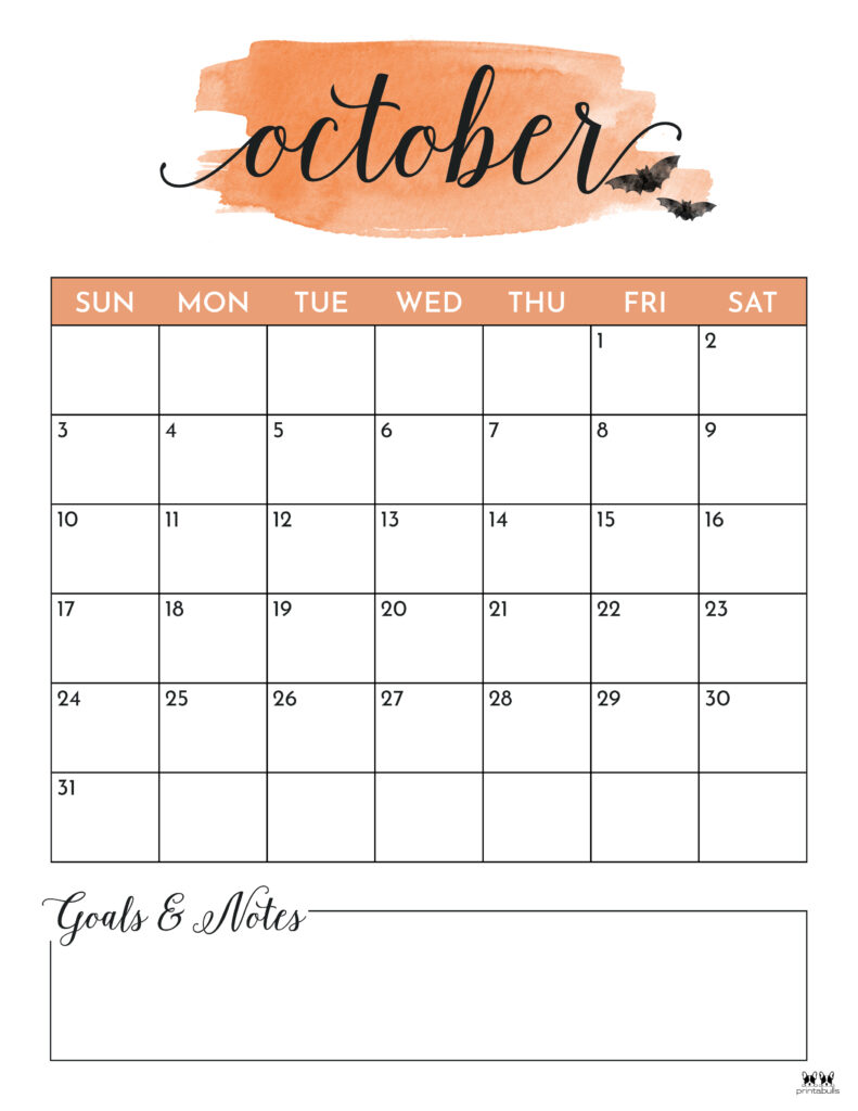 Printable October 2021 Calendar-Style 5