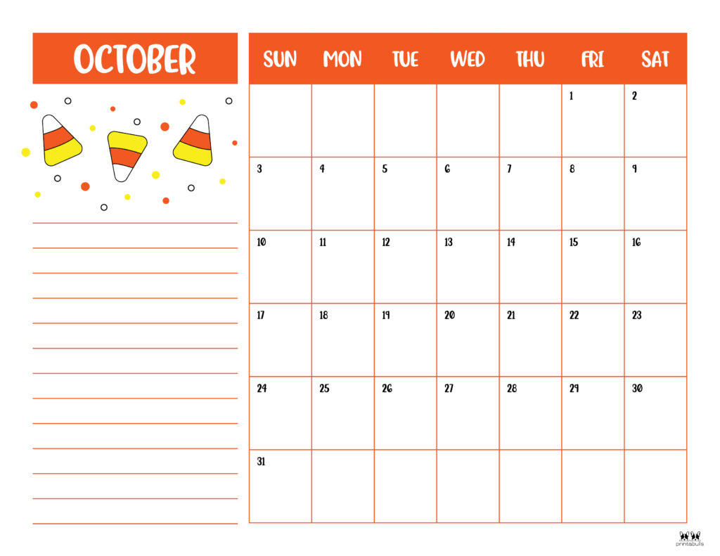 Printable October 2021 Calendar-Style 6