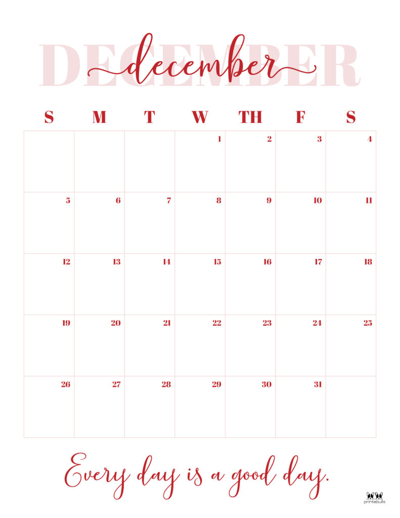 Printable December 2021 Calendar-Style 13