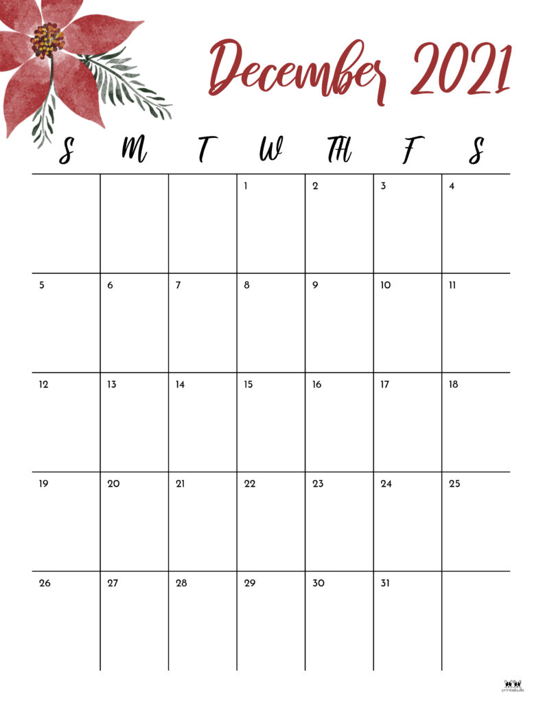 Printable December 2021 Calendar-Style 15