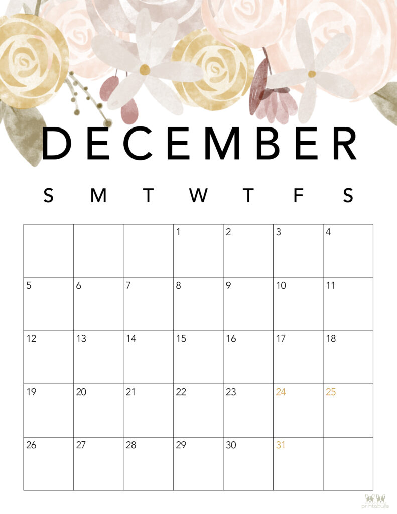 December 2021 Calendars - 15 FREE Printables | Printabulls