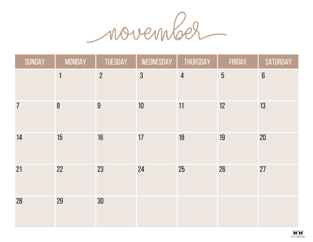 Printable November 2021 Calendar-Style 11