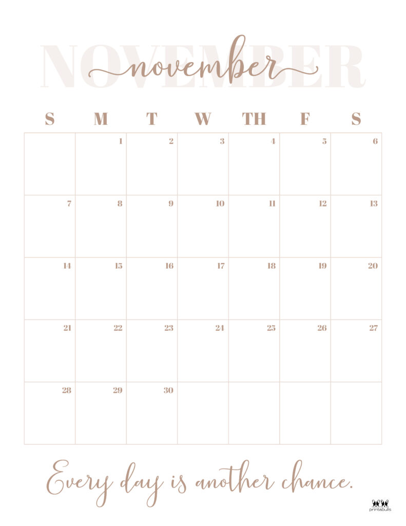 Printable November 2021 Calendar-Style 13