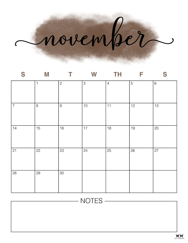 Printable November 2021 Calendar-Style 14