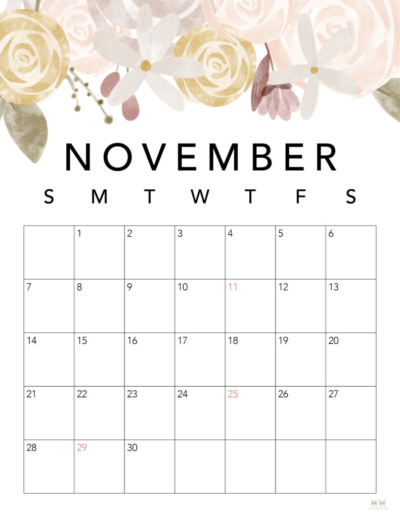 Printable November 2021 Calendar-Style 4