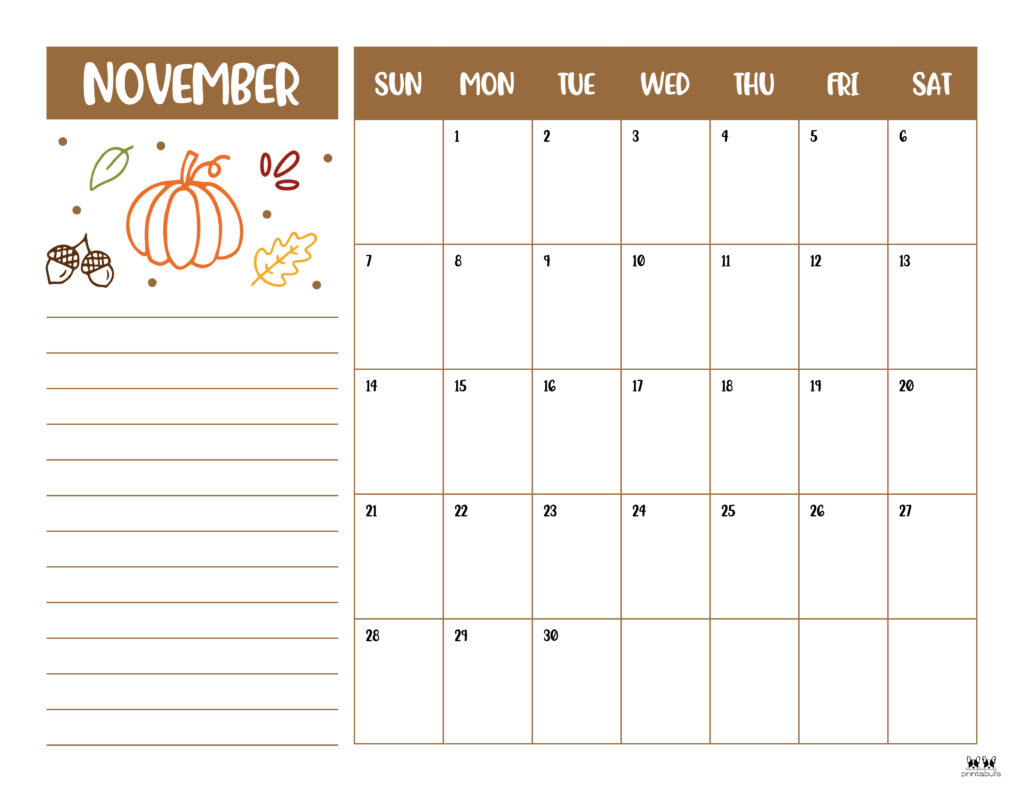 Printable November 2021 Calendar-Style 6