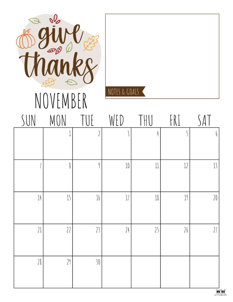 Printable November 2021 Calendar-Style 8