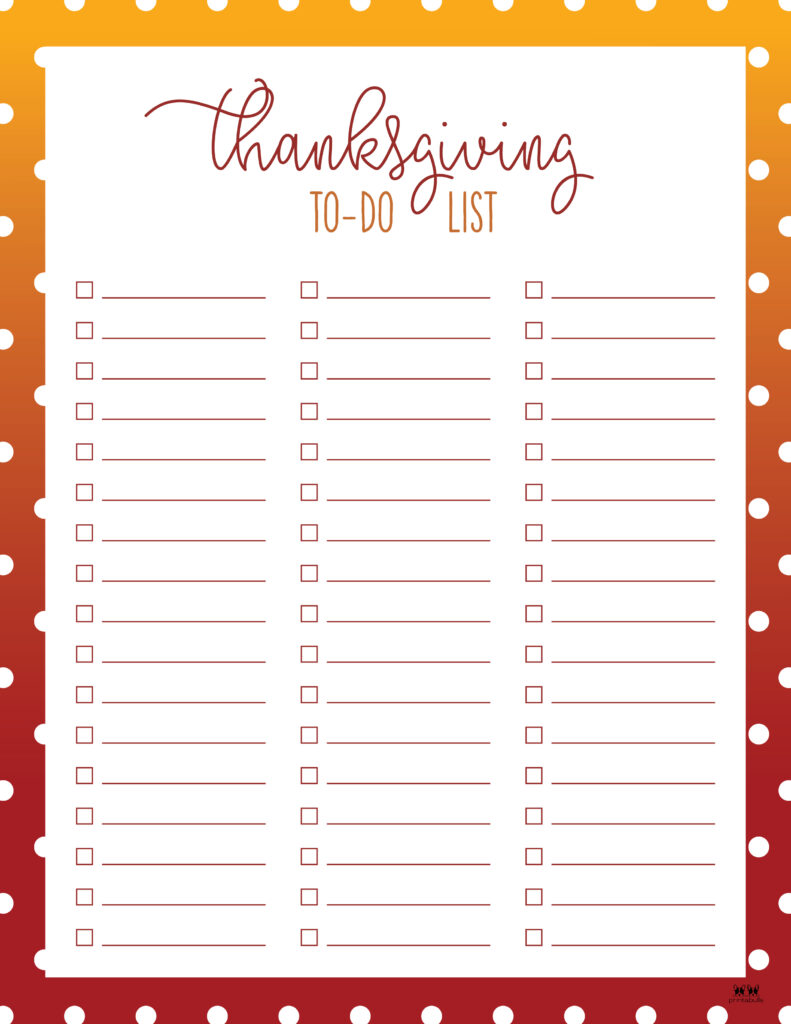 Printable Thanksgiving Checklist-List 1