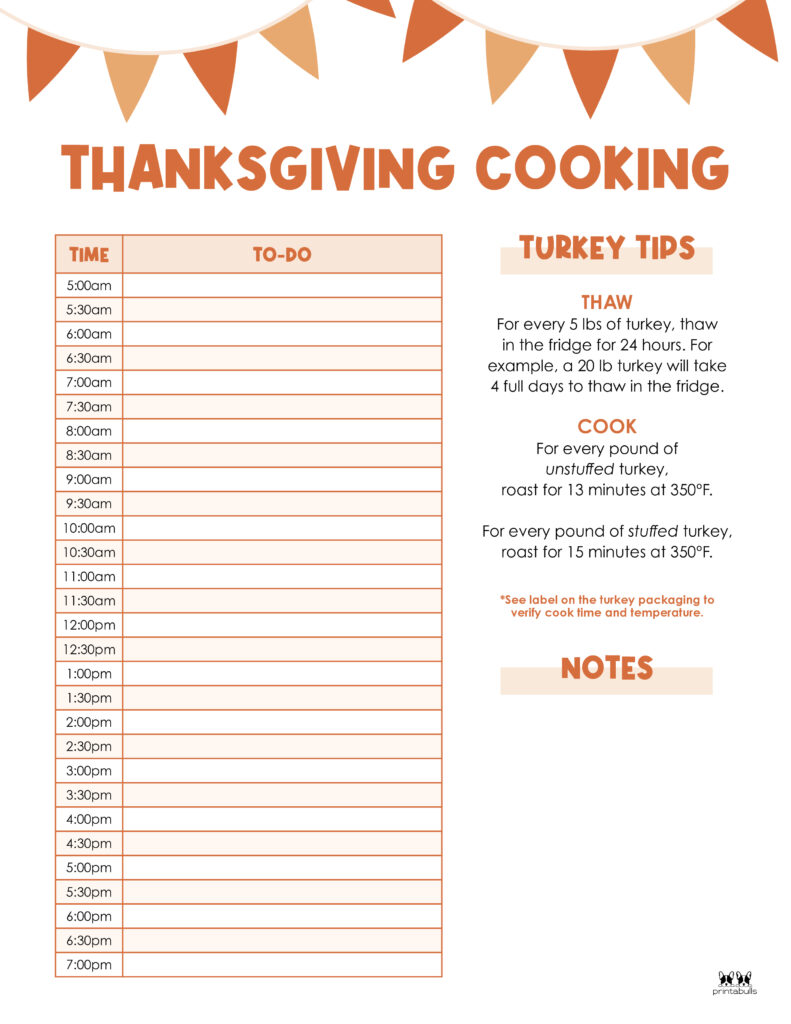 Printable Thanksgiving Cooking Schedule-Schedule 1