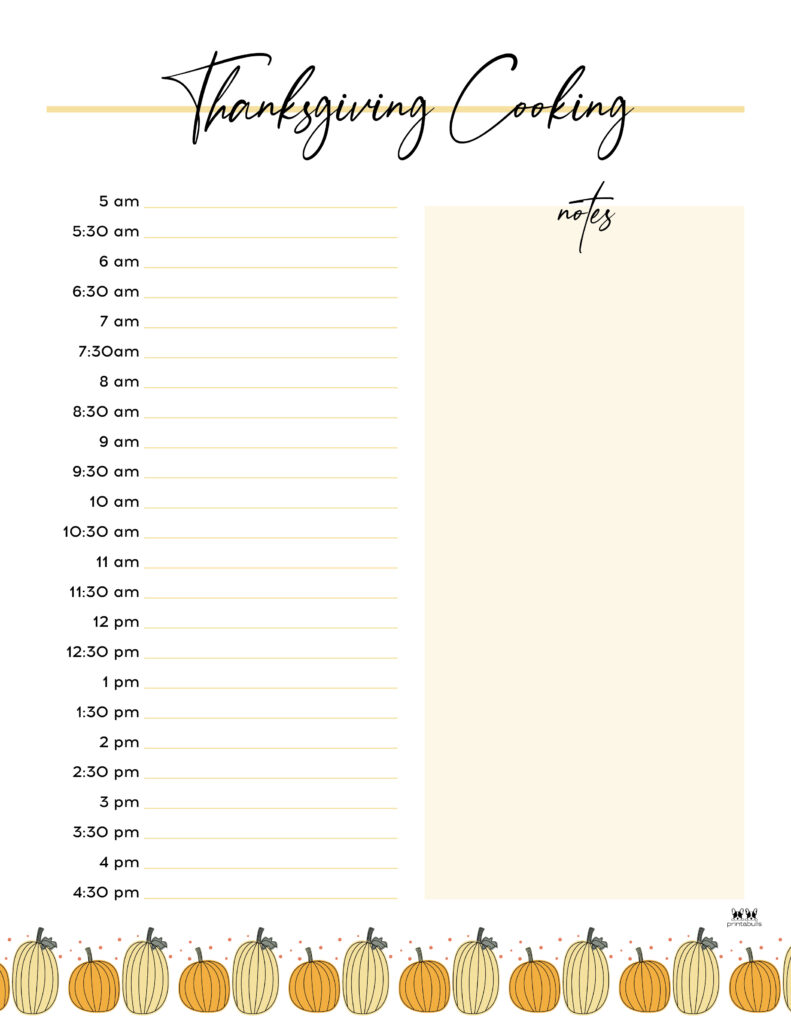 Printable Thanksgiving Cooking Schedule-Schedule 2