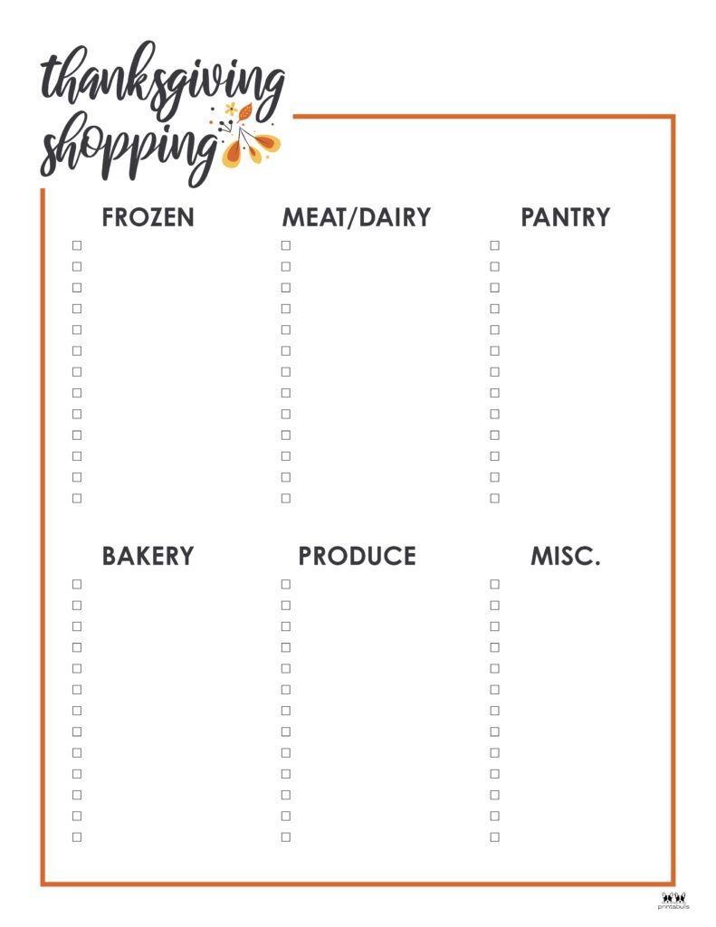 Printable Thanksgiving Shopping List-List 11