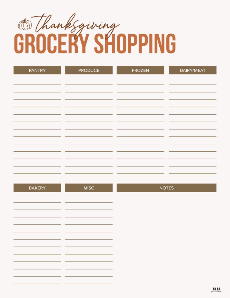 Printable Thanksgiving Shopping List-List 13