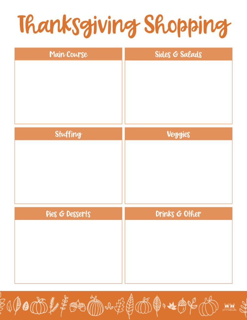 Printable Thanksgiving Shopping List-List 15