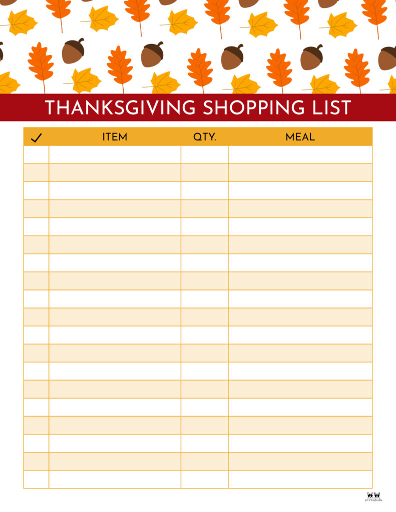 Printable Thanksgiving Shopping List-List 2